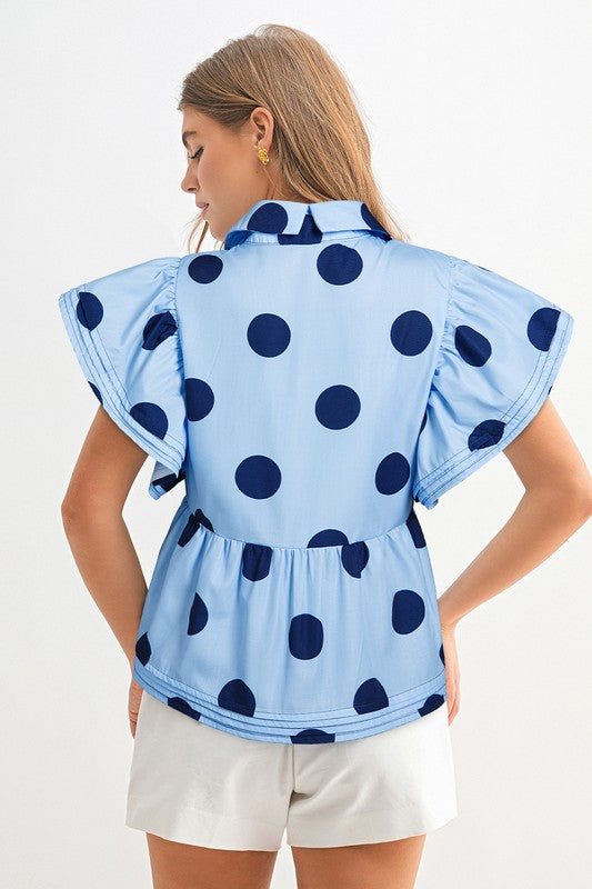 2201 Blue Polka Dots Shirt