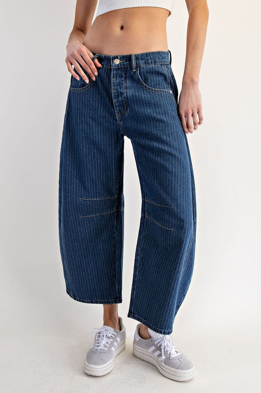 1860 Blue Striped Barrel Pant