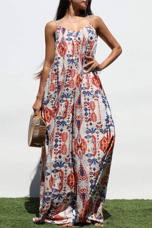 1606 Geometric Loose Fit Jumpsuit