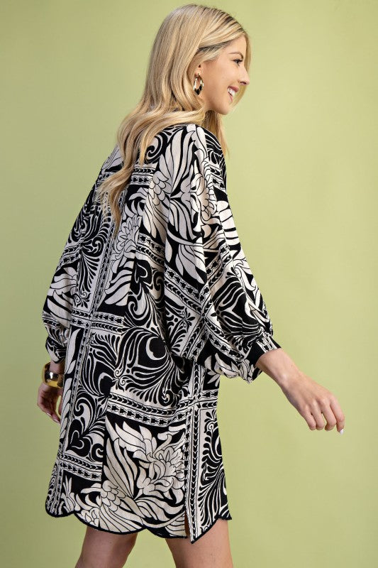 1566 Black & White Bandana Print