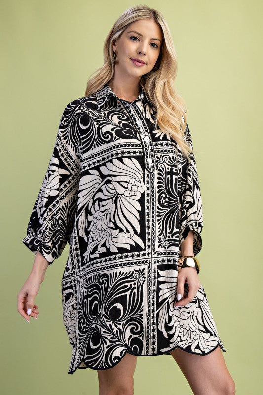 1566 Black & White Bandana Print