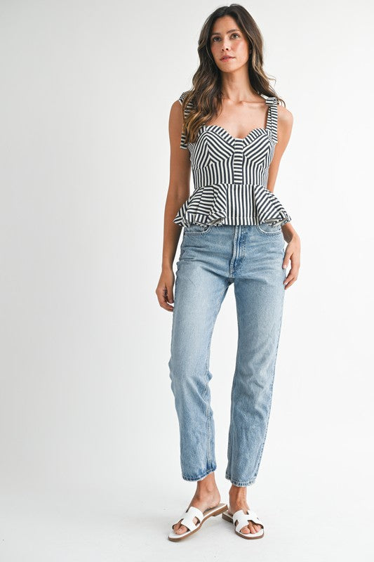 2264 Striped Peplum Top