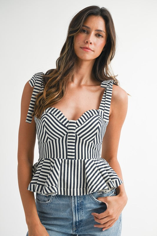 2264 Striped Peplum Top