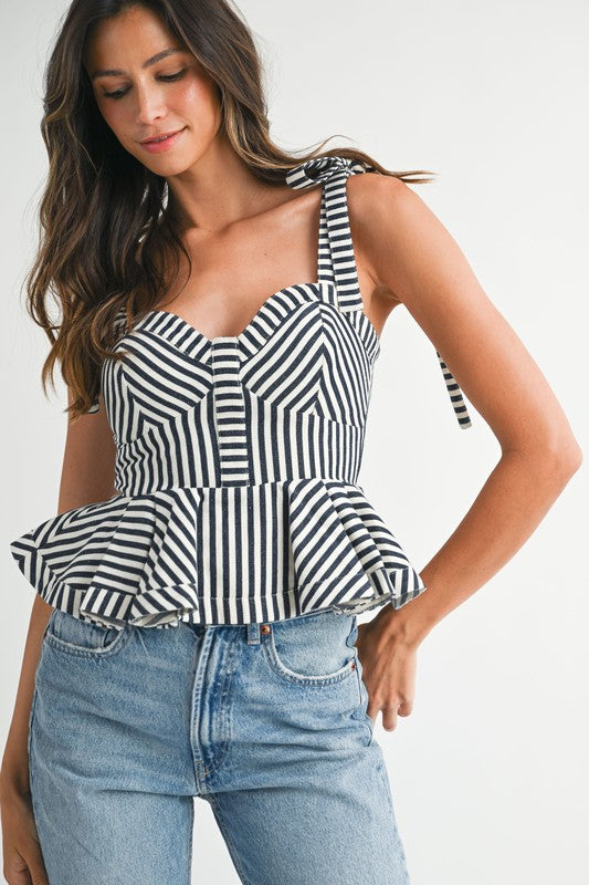 2264 Striped Peplum Top