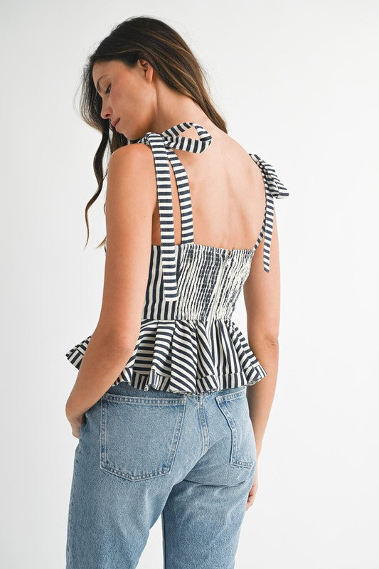 2264 Striped Peplum Top