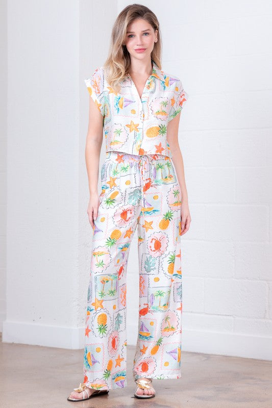 1547 Tropical Pineapple Pant Set