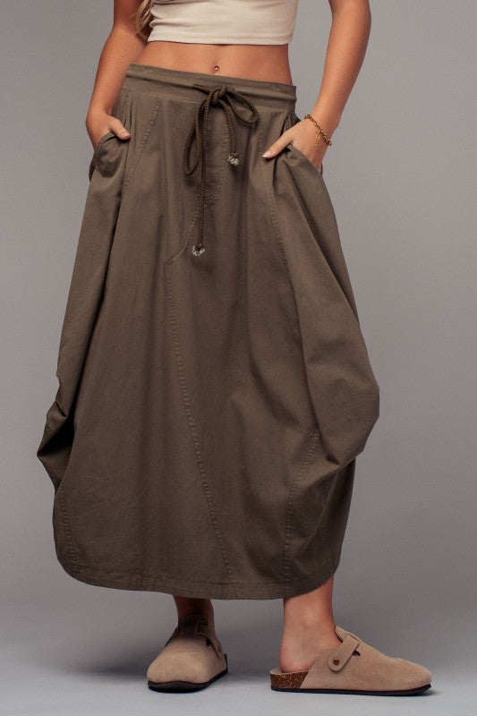 Olive Pocket Maxi Skirt