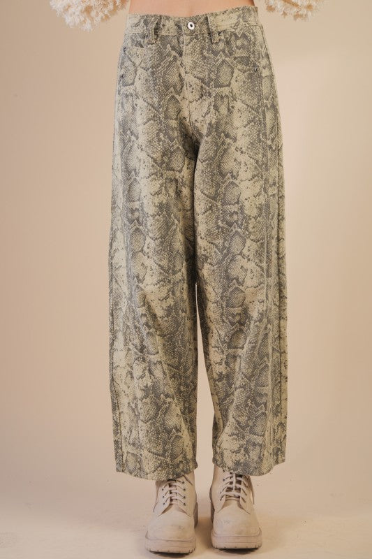 1765 Snake Print Barrel Pant