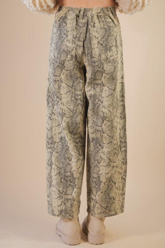 1765 Snake Print Barrel Pant