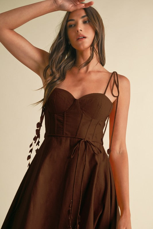 1820 Corset Midi Dress with Floral Detail