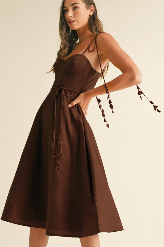 1820 Corset Midi Dress with Floral Detail