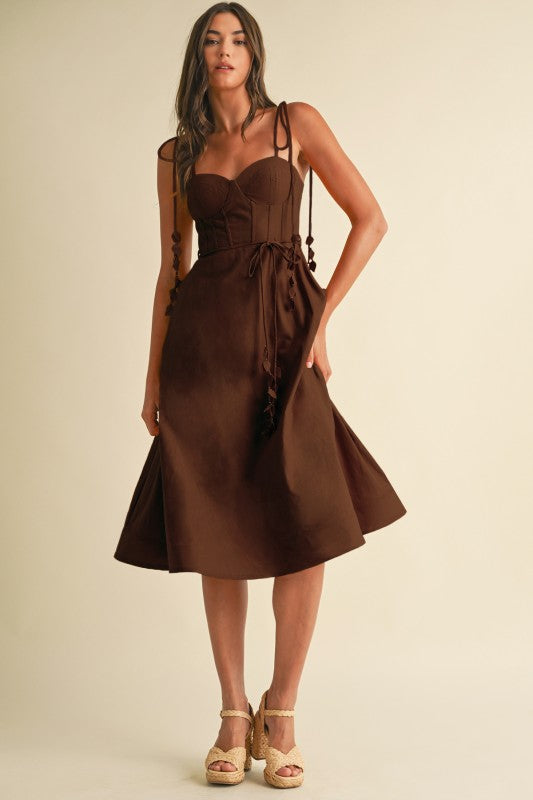 1820 Corset Midi Dress with Floral Detail