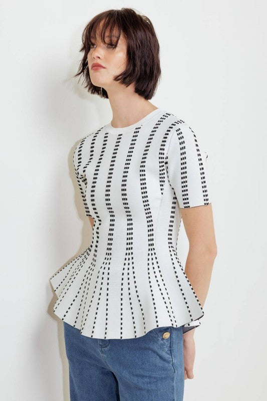 1879 Peplum Striped Shirt