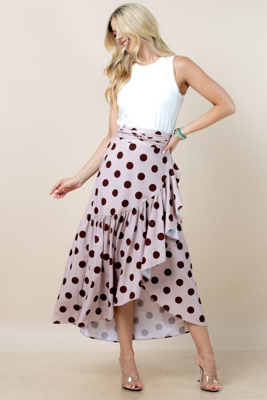 1707 Polka Dots Wrap Around Skirt