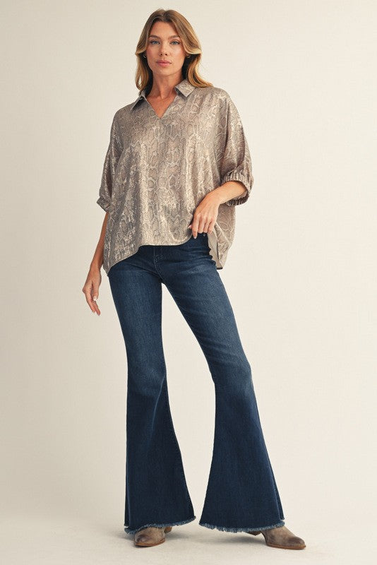 1809 Animal Print Metallic Top