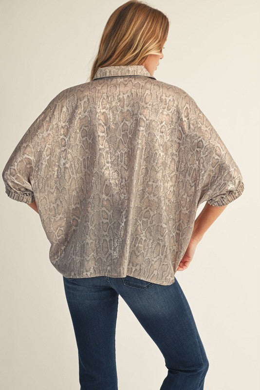 1809 Animal Print Metallic Top