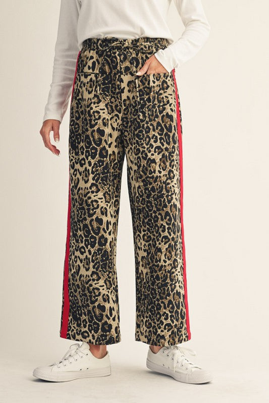 1810 Drawstring Red & Animal Print Pant