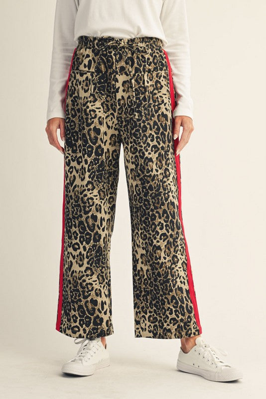 1810 Drawstring Red & Animal Print Pant