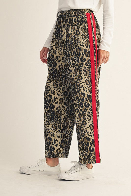 1810 Drawstring Red & Animal Print Pant