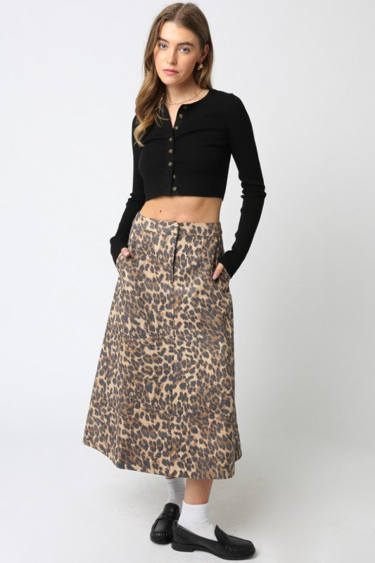 1827 Animal Print Midi Skirt