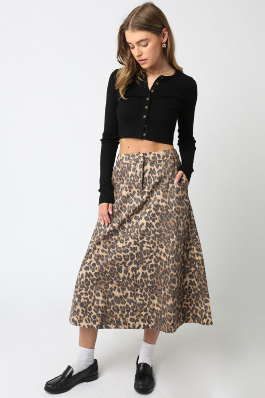 1827 Animal Print Midi Skirt