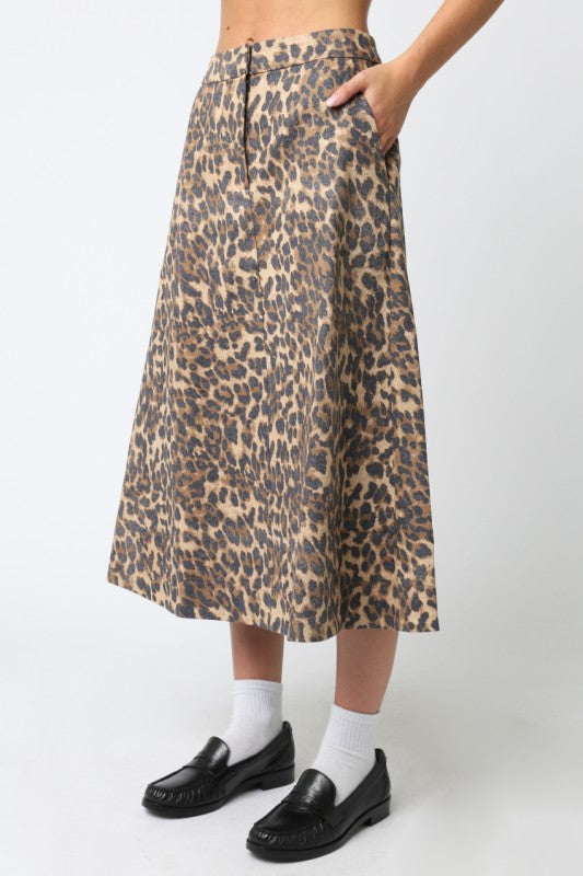 1827 Animal Print Midi Skirt