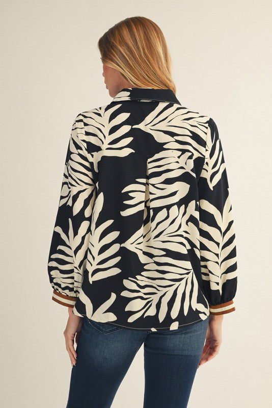 1869 Leaf Print Blouse