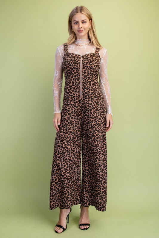 1862 Leopard Print Zipper Jumpsuit
