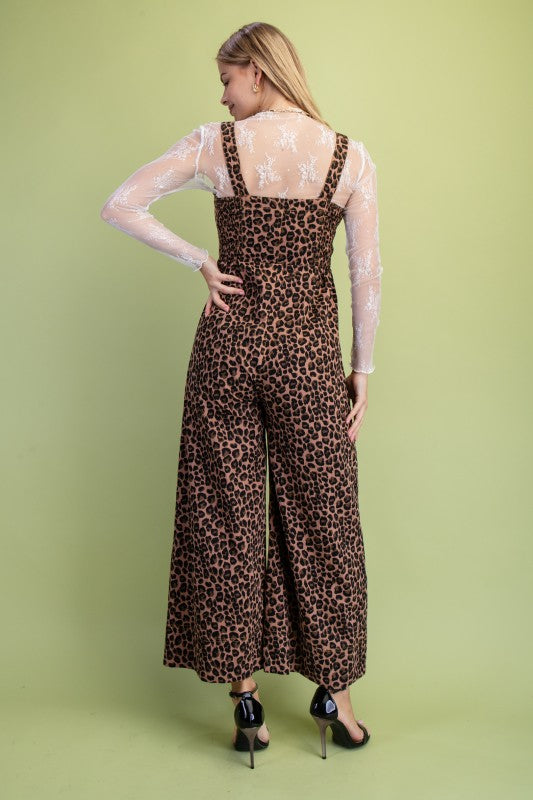 1862 Leopard Print Zipper Jumpsuit