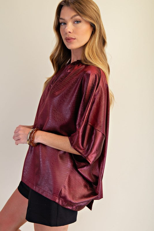 1725 Zipper Short Sleeve Top