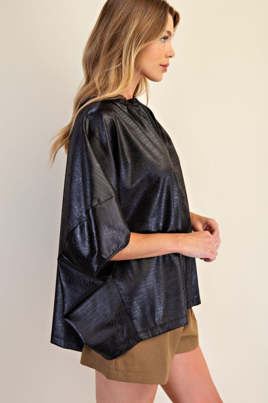 1725 Zipper Short Sleeve Top