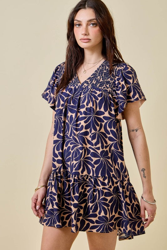 1742 Floral Navy Dress