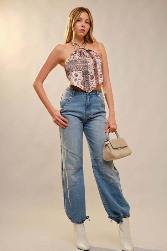 2179 Studded Drawstring Jeans
