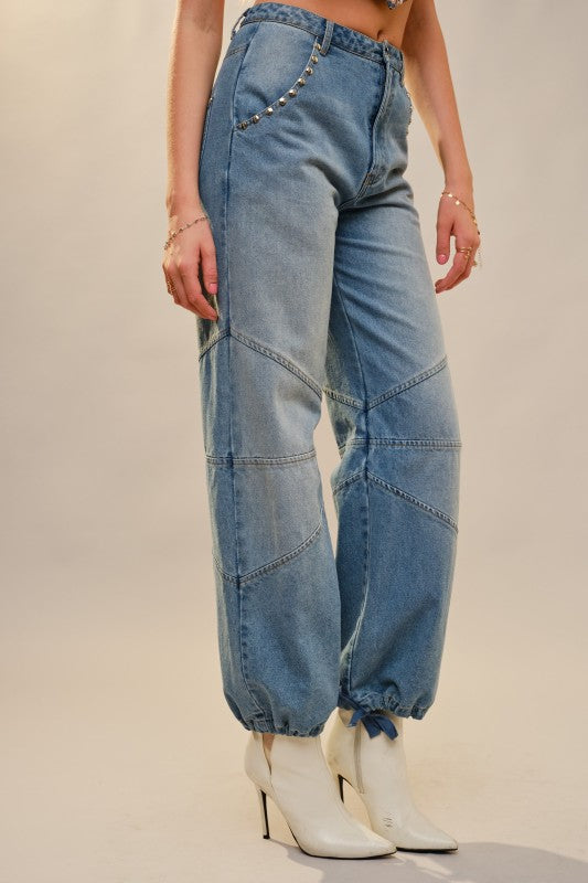 2179 Studded Drawstring Jeans