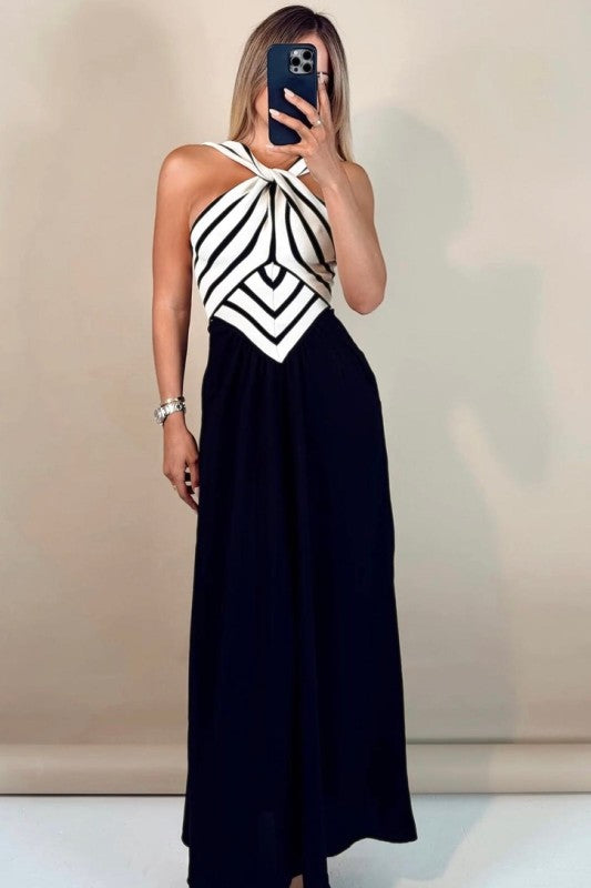 1779 Black & White Maxi Dress