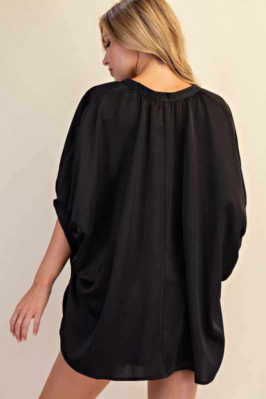 1723 Satin V-Neck Shirt