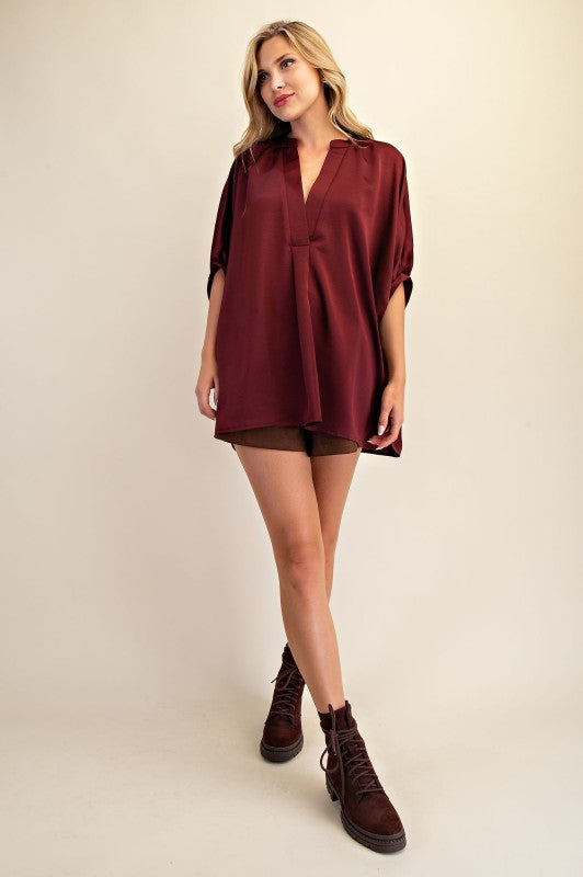 1723 Satin V-Neck Shirt