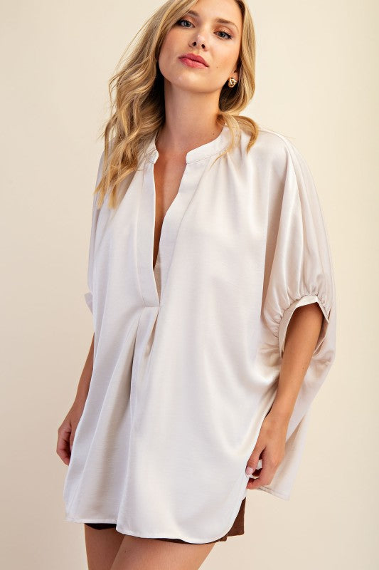 1723 Satin V-Neck Shirt