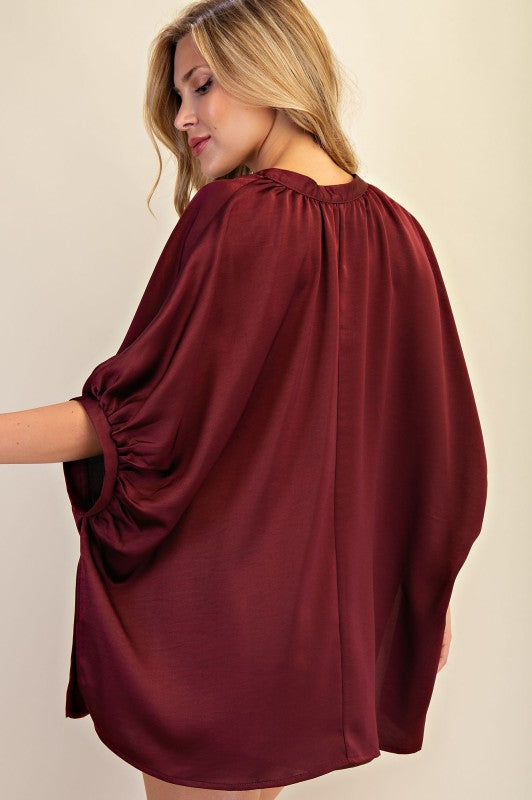 1723 Satin V-Neck Shirt