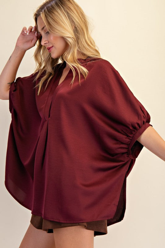 1723 Satin V-Neck Shirt