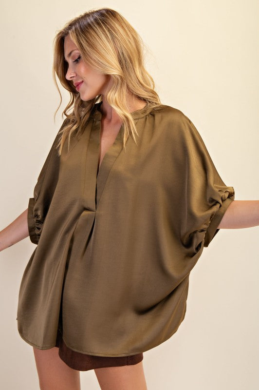 1723 Satin V-Neck Shirt