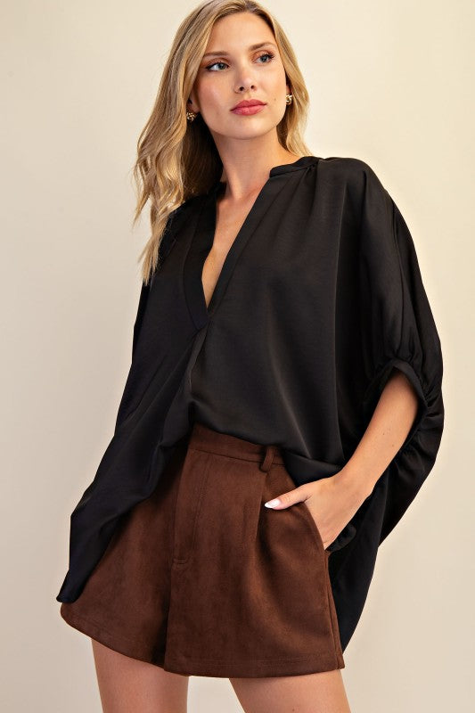 1723 Satin V-Neck Shirt