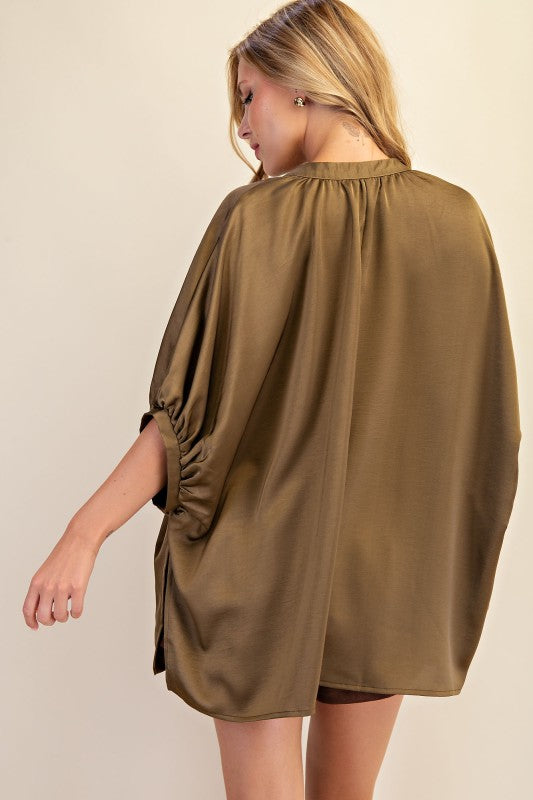 1723 Satin V-Neck Shirt