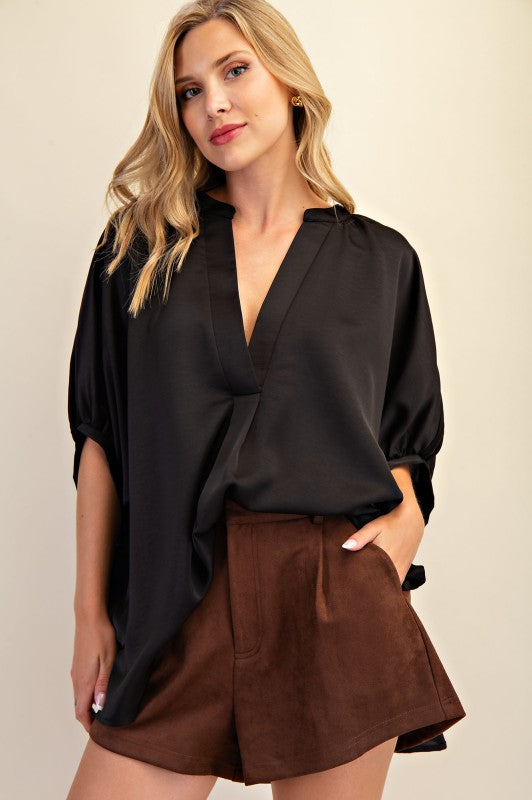 1723 Satin V-Neck Shirt