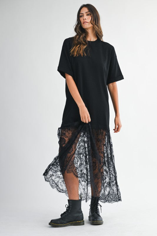 1939 Black Lace T-Shirt Dress