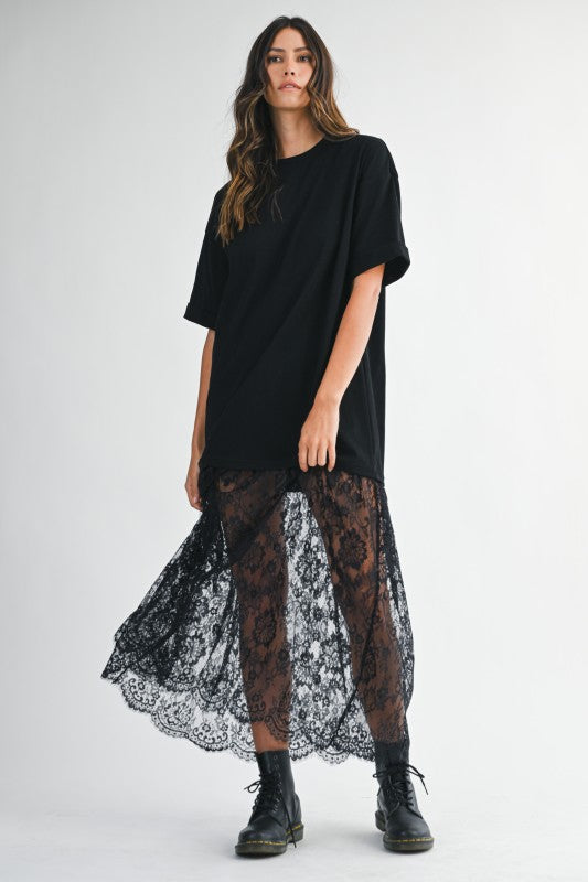 1939 Black Lace T-Shirt Dress