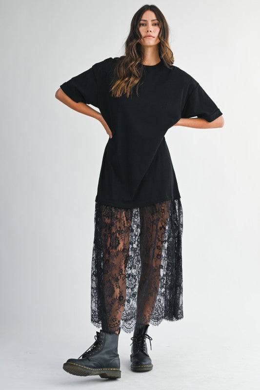 1939 Black Lace T-Shirt Dress