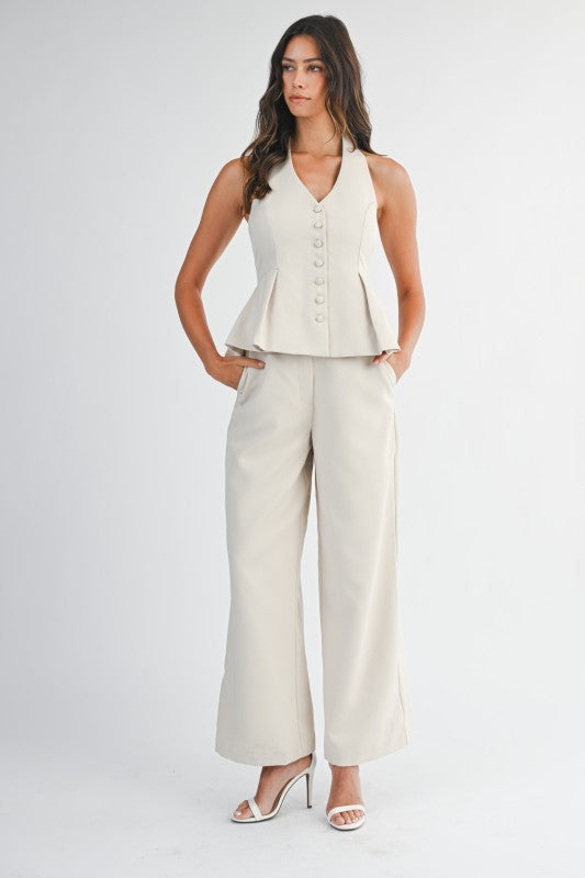 2273 Halter Button Down Top & Pant Set