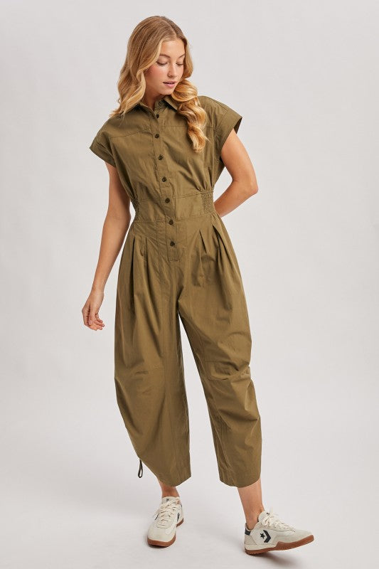 1877 Button Down Olive Jumpsuit