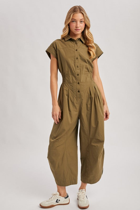 1877 Button Down Olive Jumpsuit